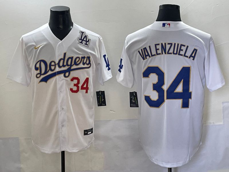 Men 2025 Los Angeles Angels #34 Valenzuela White Gold Game Nike MLB Jersey style 8